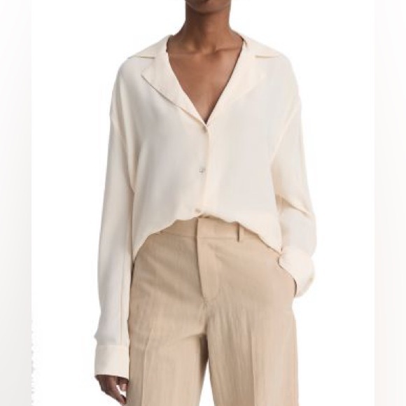 Vintage Bloomingdale’s Ivory 100% Silk Blouse Size 14 - Picture 1 of 13